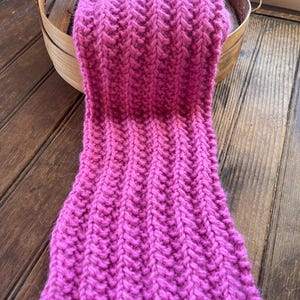 Snuggly Alpaca Wool Scarf, Bulky Ribbed Scarf, Rosey