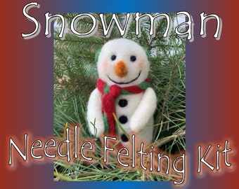 Snowman Felting Kit, Needle Felting Kit, Winter Felting Kit, Christmas Decor, DIY Craft Kit, Beginner Felting Kit