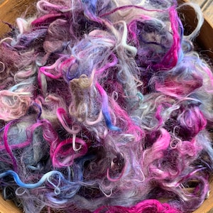 Suri Alpaca Fiber, 4 Inches, Felici, Hand-Dyed, 2 Ounces, Lorelei, Doll Hair, Spinning Fiber, Felting Fiber, U.S. Grown Alpaca