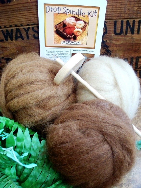 Beginning Drop Spinning Kit Top Whorl wool spindle Hand dyed Fiber Instructions