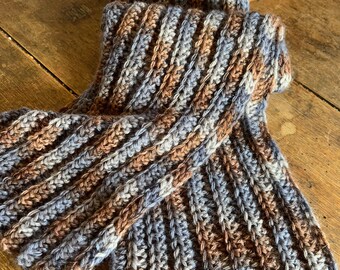 Ribbed Alpaca Scarf – Hand Painted 100% Alpaca Yarn, Soft & Warm, Many Color Choices, Made to Order