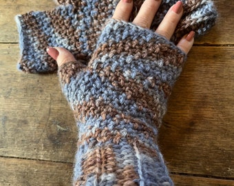 Alpaca Fingerless Gloves, 100% Alpaca Yarn, Hand Crocheted Hand Warmers, Skylark