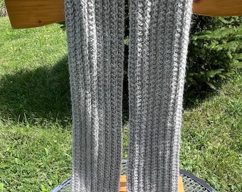 Hand Crocheted Alpaca Ribbed Scarf, Simplemente Yarn, Natural Colors
