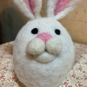 Needle Felted Roly Poly White Bunny Rabbit