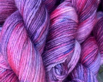 100% Alpaca Yarn, DK Weight, Hand Dyed, 220 Yards, Superfine, 3.5 Ounces, Paca-Paints, "Pansy", Knitting, Crochet, Weaving, Felting