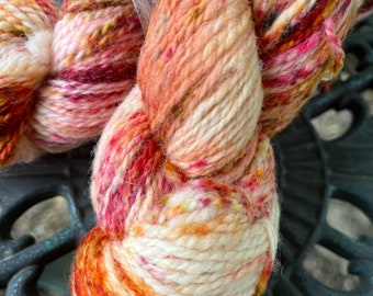 Speckled Alpaca Yarn, Sport Weight, 100 Yards, Hand Dyed, 1.76 Ounces, Symmetry Yarn, "Orange Colored Sky"