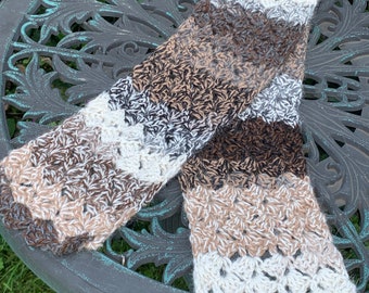 Natural Colors Alpaca Scarf, 100% Alpaca, Hand Crocheted, Cusco, Made to Order