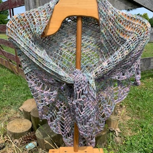 Lightweight and Lacy Alpaca Shawl, Triangular Shawl, Hand Crocheted Wrap, Spring Shawl