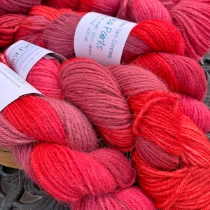 Hand-Dyed Alpaca Yarn – DK Weight, Soft and Natural, Paca Paints “Ruby Slippers” for Crochet and Knitting