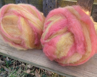 Alpaca Wool Blend Roving for Spinning and Felting, 4 Ounces, Desert Dawn