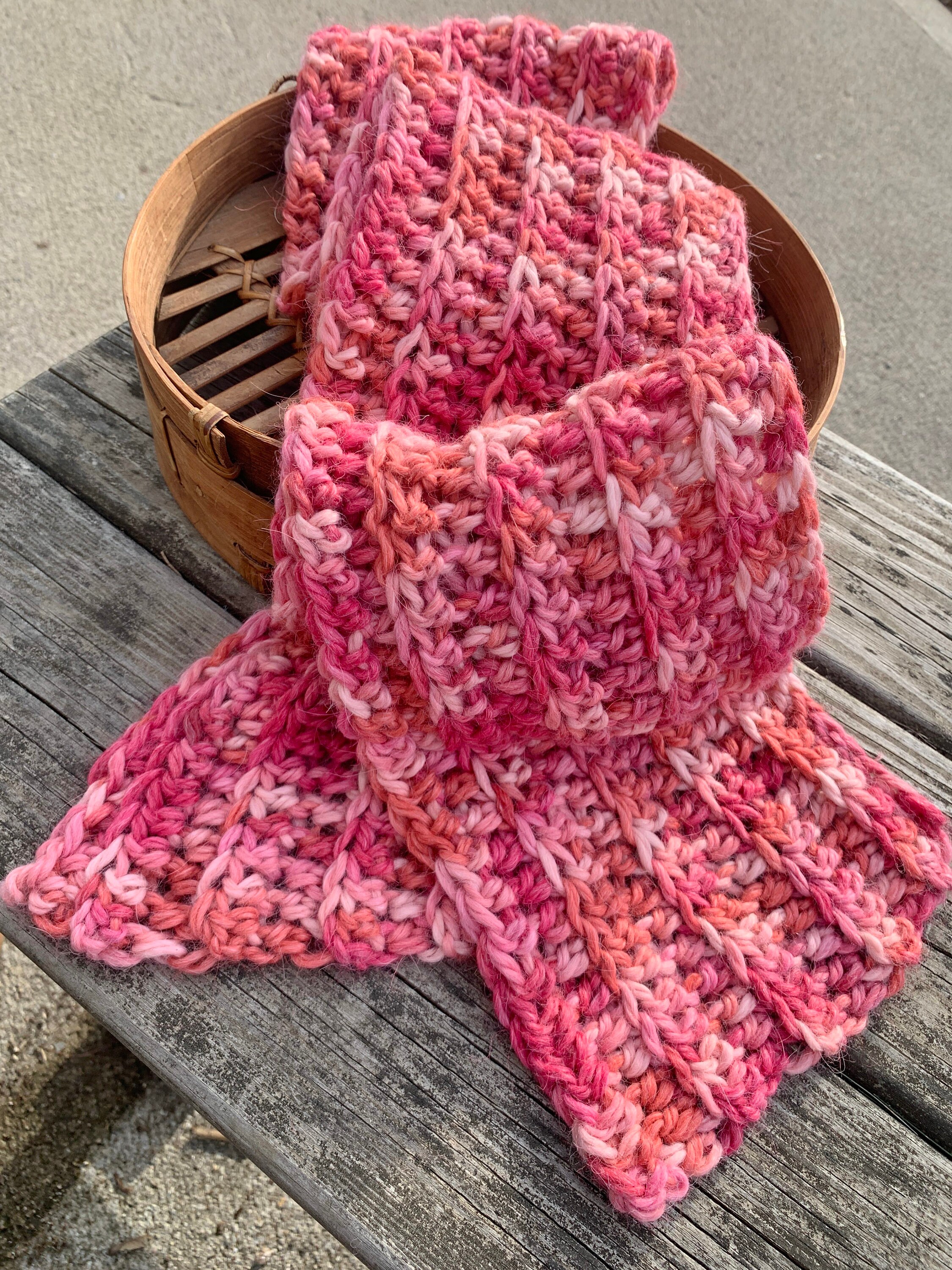 Bulky Alpaca Ribbed Hand Crocheted Scarf