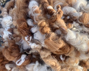 Suri Alpaca Mohair Art Yarn, Super Bulky Yarn, Natural White, Light Fawn