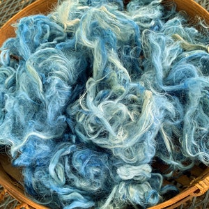 Suri Alpaca Fiber, 4 Inches, Cornflower, 2 Ounces, Ariella, Doll Hair, Spinning Fiber, Felting Fiber, U.S. Grown Alpaca