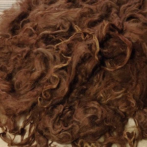 Medium Brown Suri Alpaca Fiber, 4 Inches, 2 Ounces, Margo, Doll Hair, Spinning Fiber, Felting Fiber, U.S. Grown Alpaca