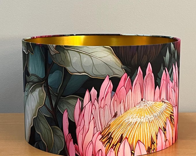 Elegance Lampshade featuring Handcrafted Ndebele Protea Pattern