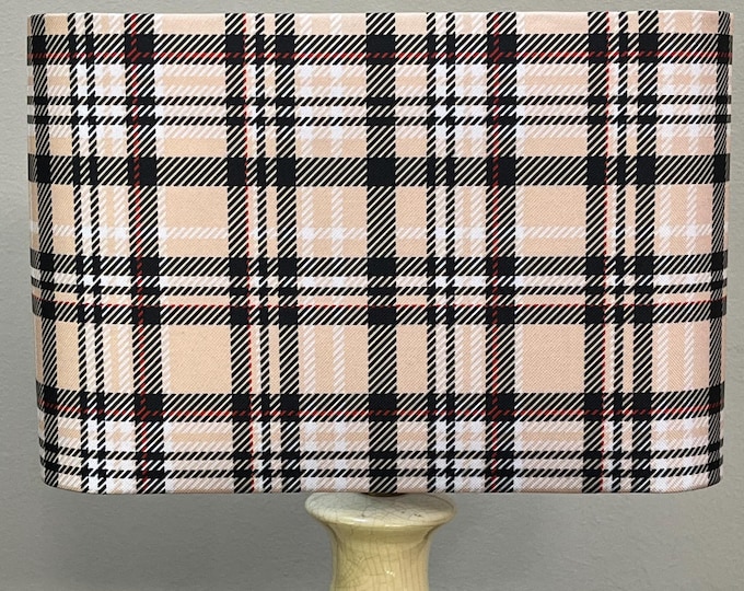 Luxury Handcrafted Rectangular Lampshade with Checked Motifs
