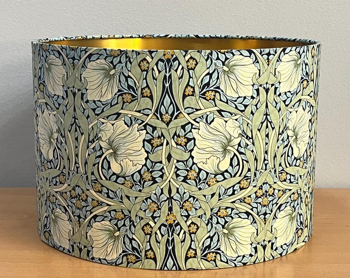 William Morris Antiqued Pimpernel Gold-Lined Lampshade from LAMPARiOMA