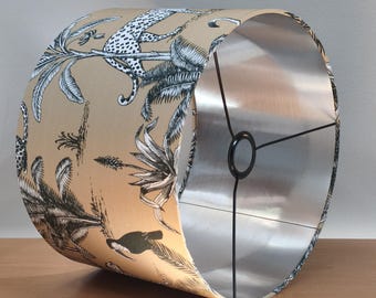 Tropical Jungle Theme Lampshade with Gold Background - Available as a lamp base or pendant