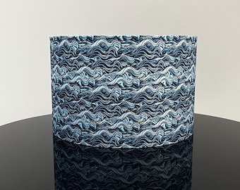 Ocean Blue Wave Inspired Lampshade with Luxurious Gold Inside