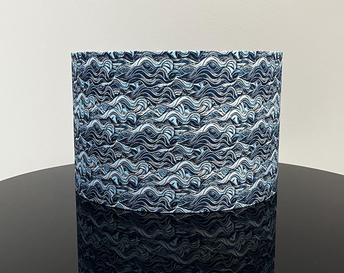 Ocean Blue Wave Inspired Lampshade with Luxurious Gold Inside