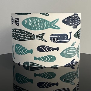 Paralume con motivo a pesce blu oceanico - Decorazione per la casa di lusso realizzata a mano