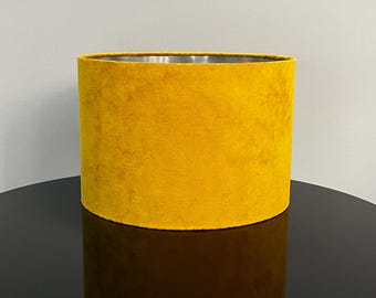 Handcrafted Mustard Yellow Velvet Lampshade: Elegant Table Lamp or Pendant