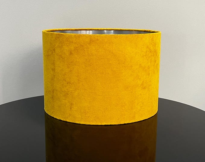 Handcrafted Mustard Yellow Velvet Lampshade: Elegant Table Lamp or Pendant
