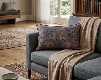 Elegant William Morris Pillowcases: Pimpernel Design with Burgundy Trim and Velvet Back