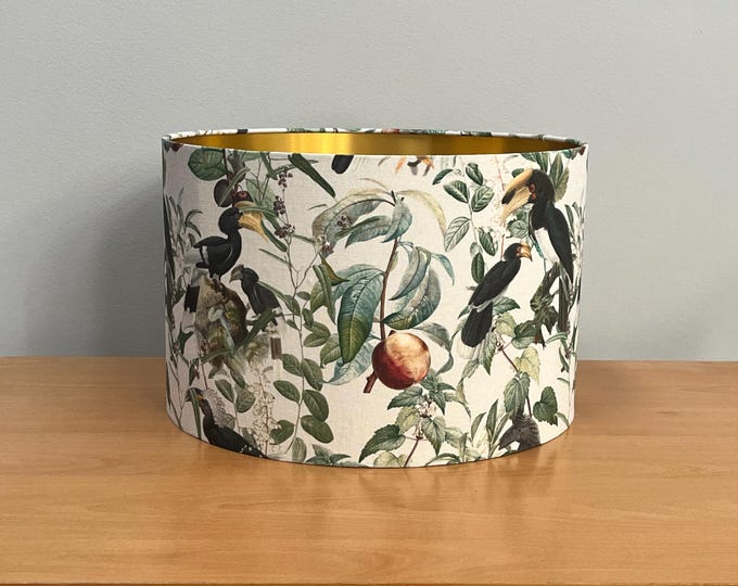 LAMPARiOMA handcrafted bird themed lampshade - nature inspired lighting - lampshade for table lamp or pendant