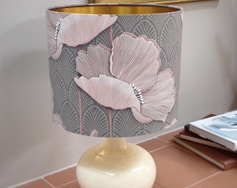 Handmade Art Deco Lampshade: Pink Poppy Floral Design
