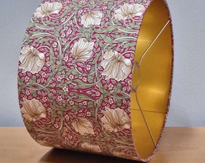 William Morris Style Lampshade in Red and Gold - Chic Home Lighting Accent