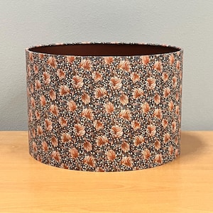Handmade William Morris Inspired Red Rose Pimpernel Lampshade with Bronze Interior