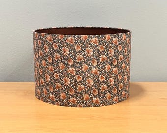 Handmade William Morris Inspired Red Rose Pimpernel Lampshade with Bronze Interior