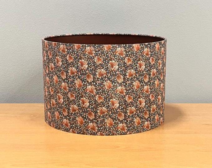 Handmade William Morris Inspired Red Rose Pimpernel Lampshade with Bronze Interior