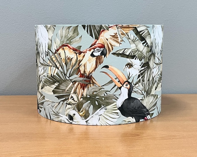 Handmade Lampshade with Exotic Tropical Birds Design