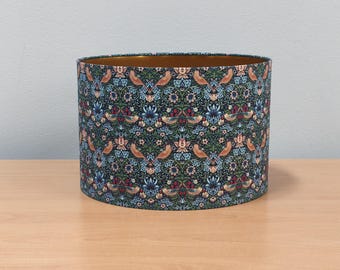 Handmade Gold Lined Lampshade - William Morris Strawberry Thief Design
