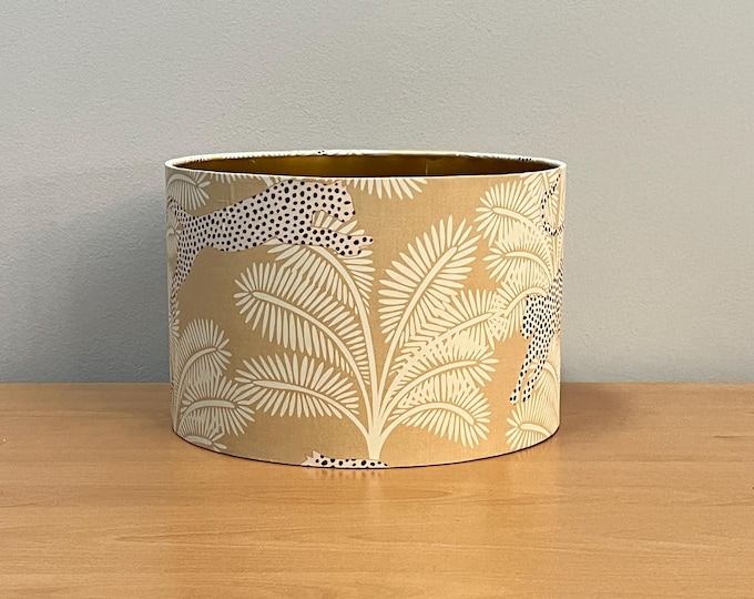 Beige Palm Tree & Panther Lampshade - Chic Beige Home Decor