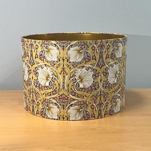 Elegant William Morris Style Lampshade with Pimpernel Gold Pattern