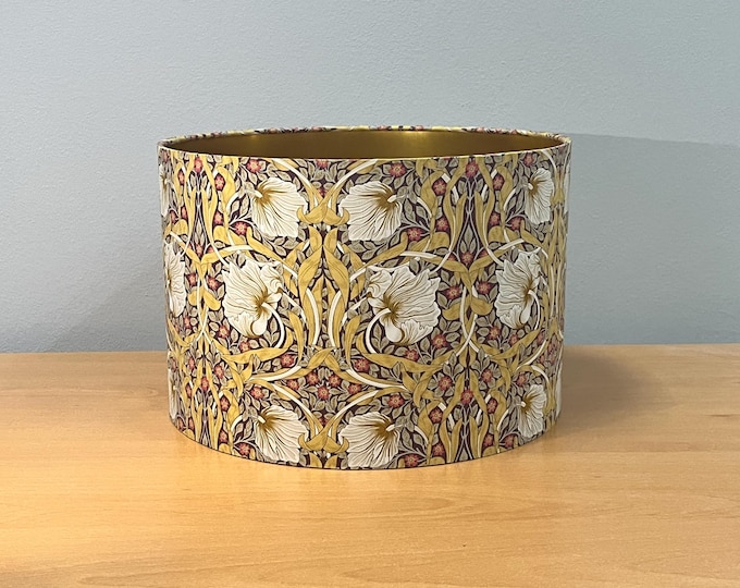 Elegant William Morris Style Lampshade with Pimpernel Gold Pattern