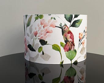 Unique Handcrafted Bird and Pink Flowers Lampshade - Nature Inspired Home Decor - Lampshade For Table Lamp or Pendant