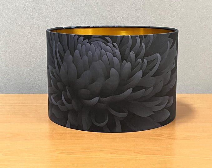Elegant Chrysanthemum Lampshade | Black & Gold | Timeless Design