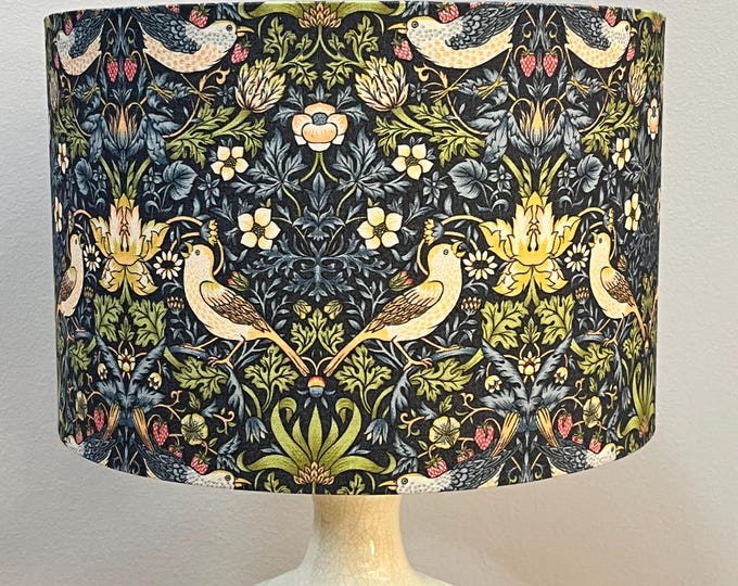 Handmade Lampshade featuring William Morris Strawberry Thief Pattern
