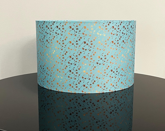 Turquoise Lampshade with Gold Leaves - Elegant Home Decor - Handcrafted Lampshade For Table Lamp or Pendant