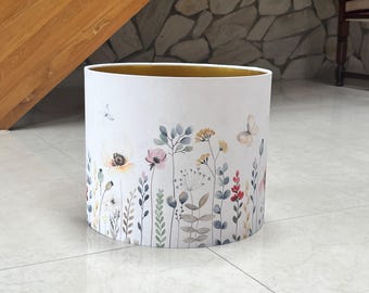 Handmade Colorful Flower Lampshade with Gold Lining
