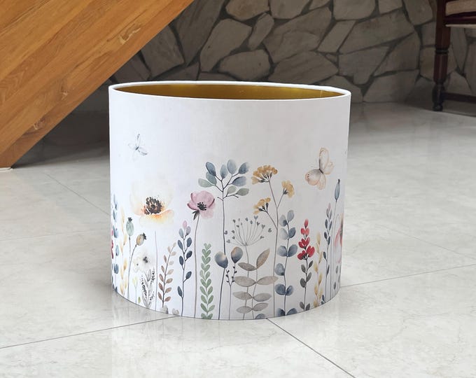 Handmade Colorful Flower Lampshade with Gold Lining