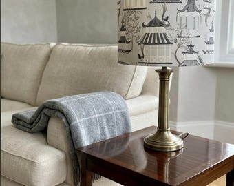 Gray Lampshade with Japanese Design - Handmade lampshade - Available for table lamp or as a pendant