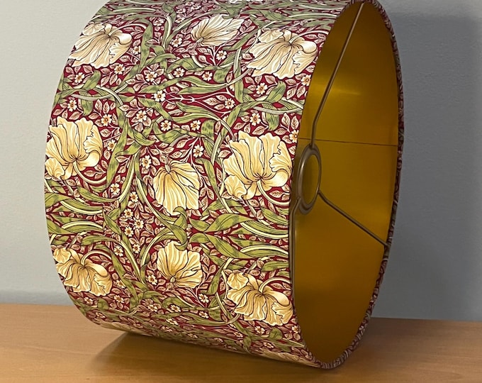 William Morris Style Lampshade in Red and Gold - Chic Home Lighting Accent