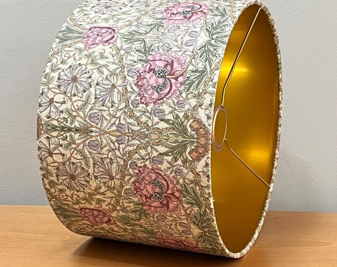 William Morris Inspired Lampshade with Honeysuckle Rose Pattern