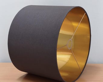 Chic Chocolate Brown Lampshade with Luxurious Gold Lining - Modern Accent
