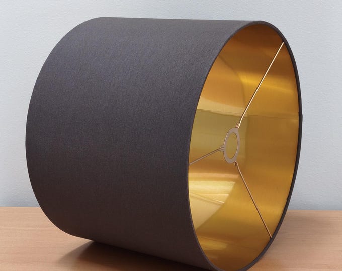 Chic Chocolate Brown Lampshade with Luxurious Gold Lining - Modern Accent